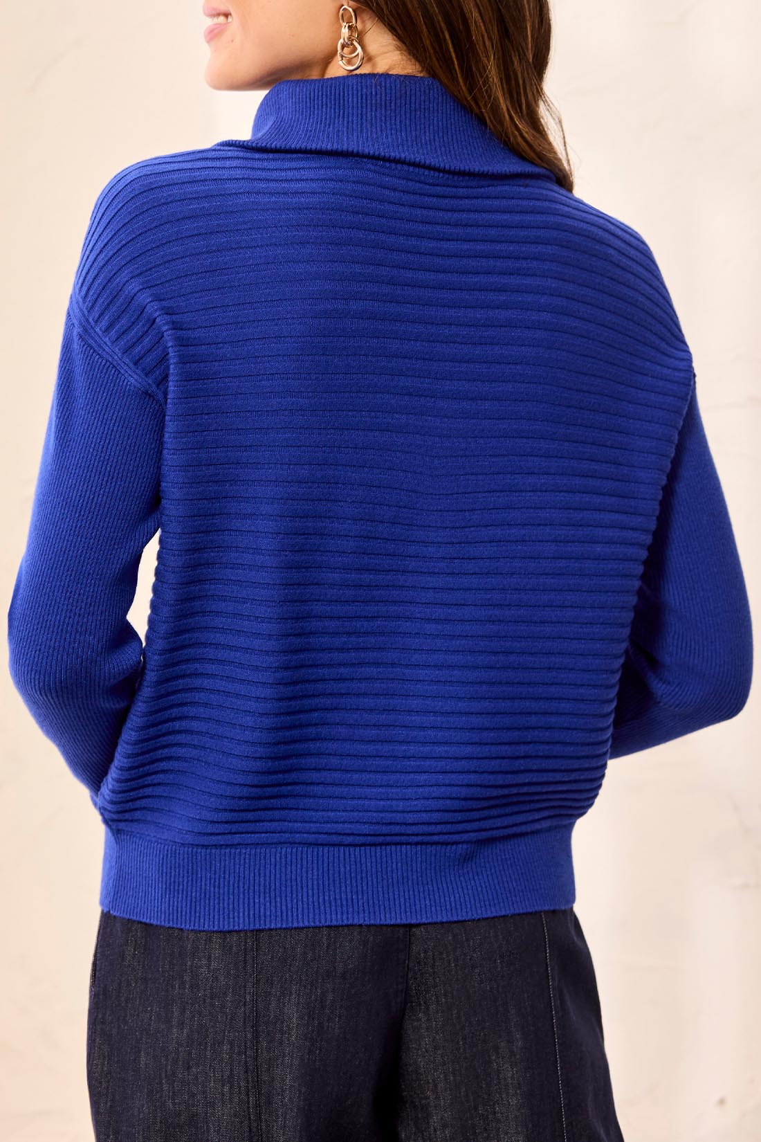 Tribal Kathleen Zip Up Sweater - Electric Blue
