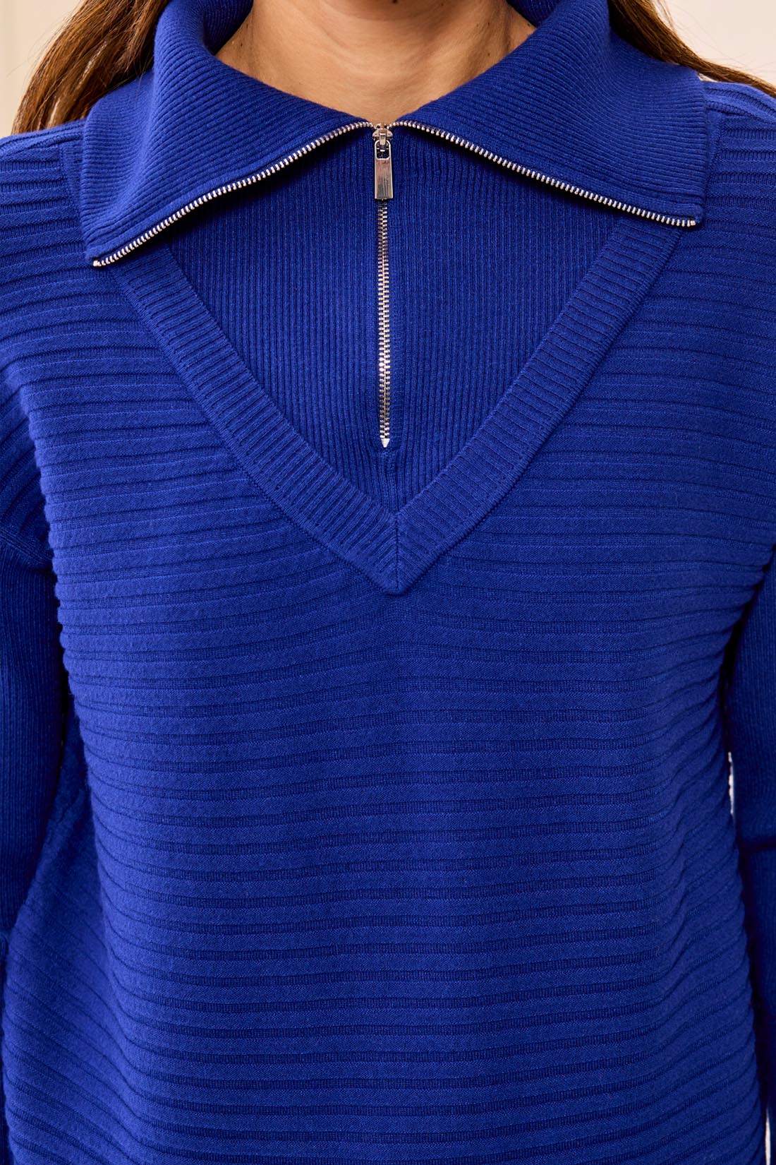 Tribal Kathleen Zip Up Sweater - Electric Blue