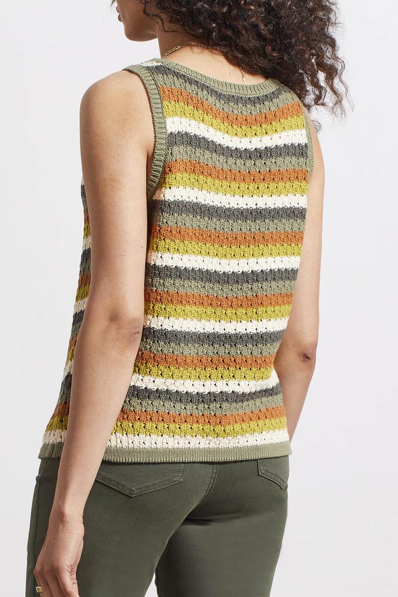 Tribal Lacey Racerback Sweater - Cactus Multi Clothing - Tops - Shirts - SS Knits - Sleeveless Knits by Tribal | Grace the Boutique