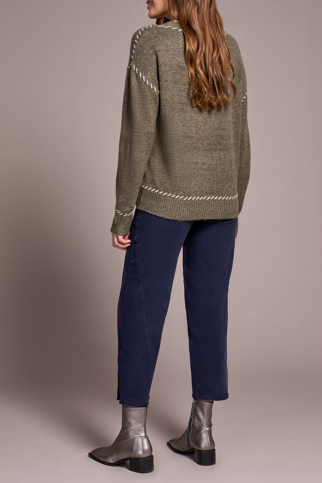Tribal Lena Crew Neck Sweater - Ivy Mix