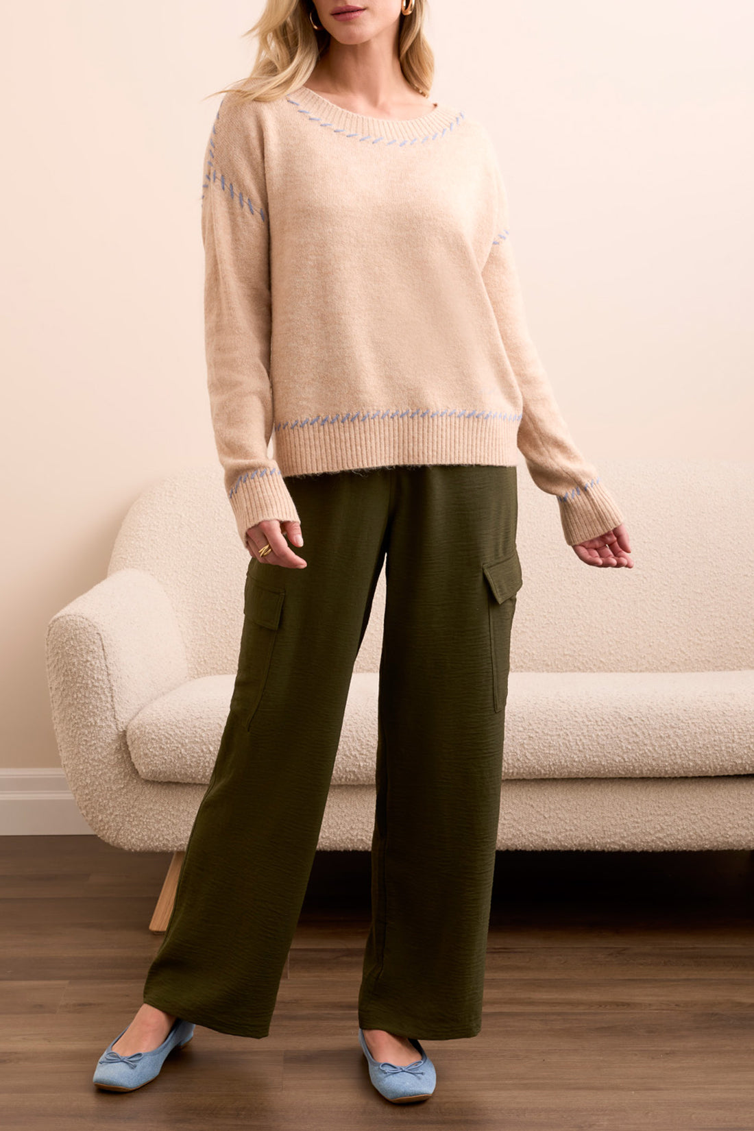 Tribal Lena Crew Neck Sweater - Sandstone