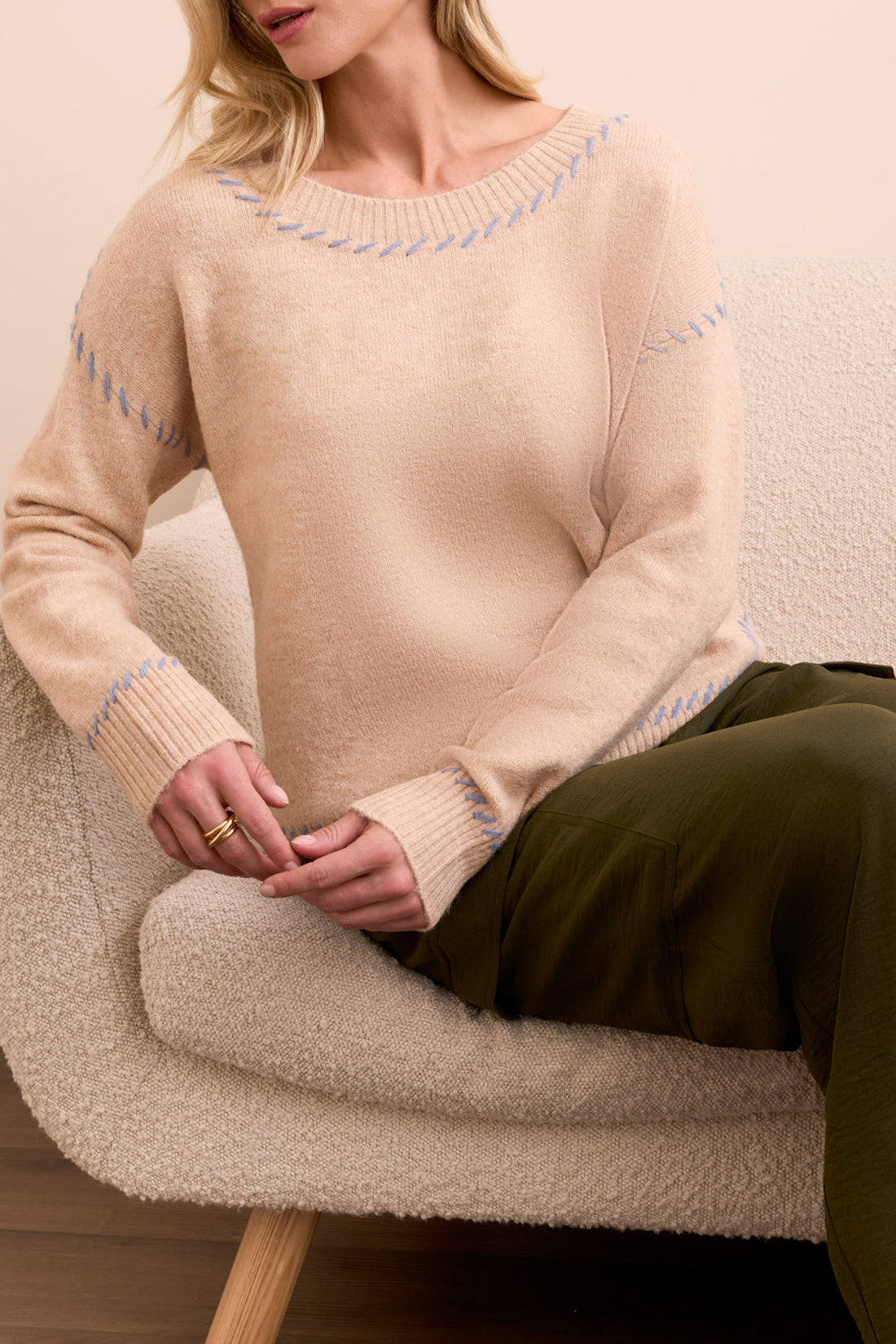 Tribal Lena Crew Neck Sweater - Sandstone