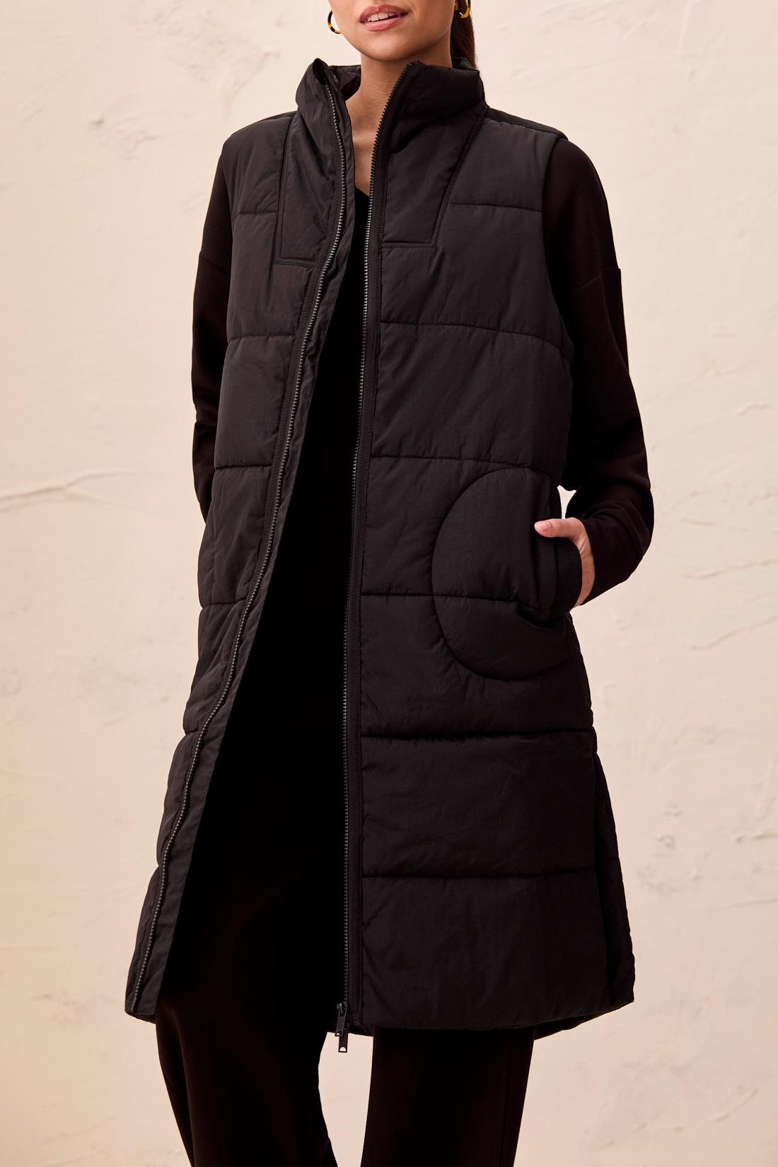 Tribal Long Vest - Black