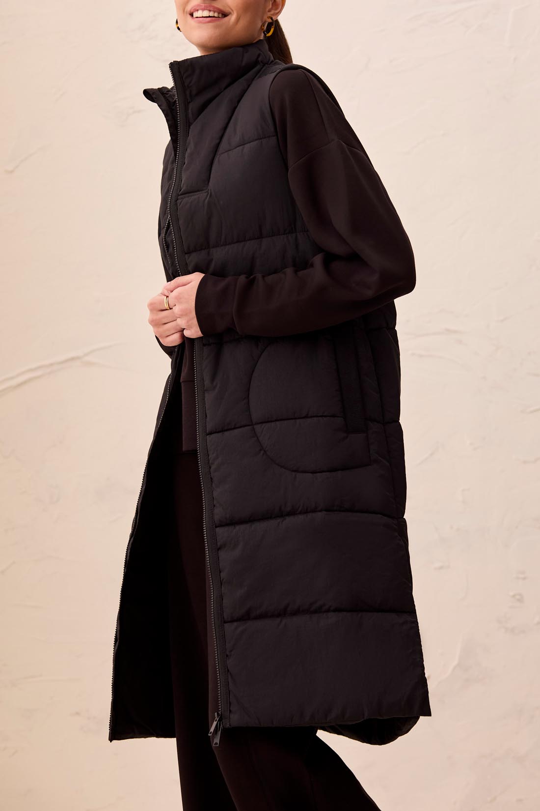 Tribal Long Vest - Black