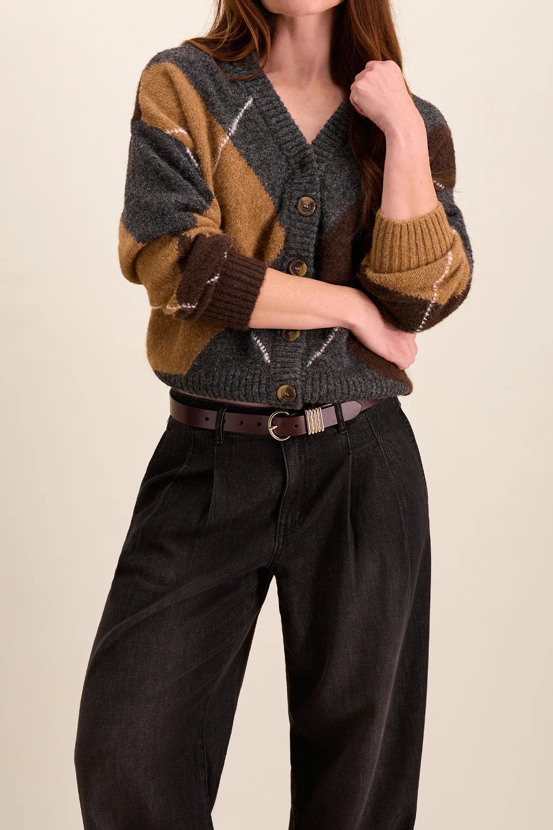 Tribal Mixed Loop Belt - Brown