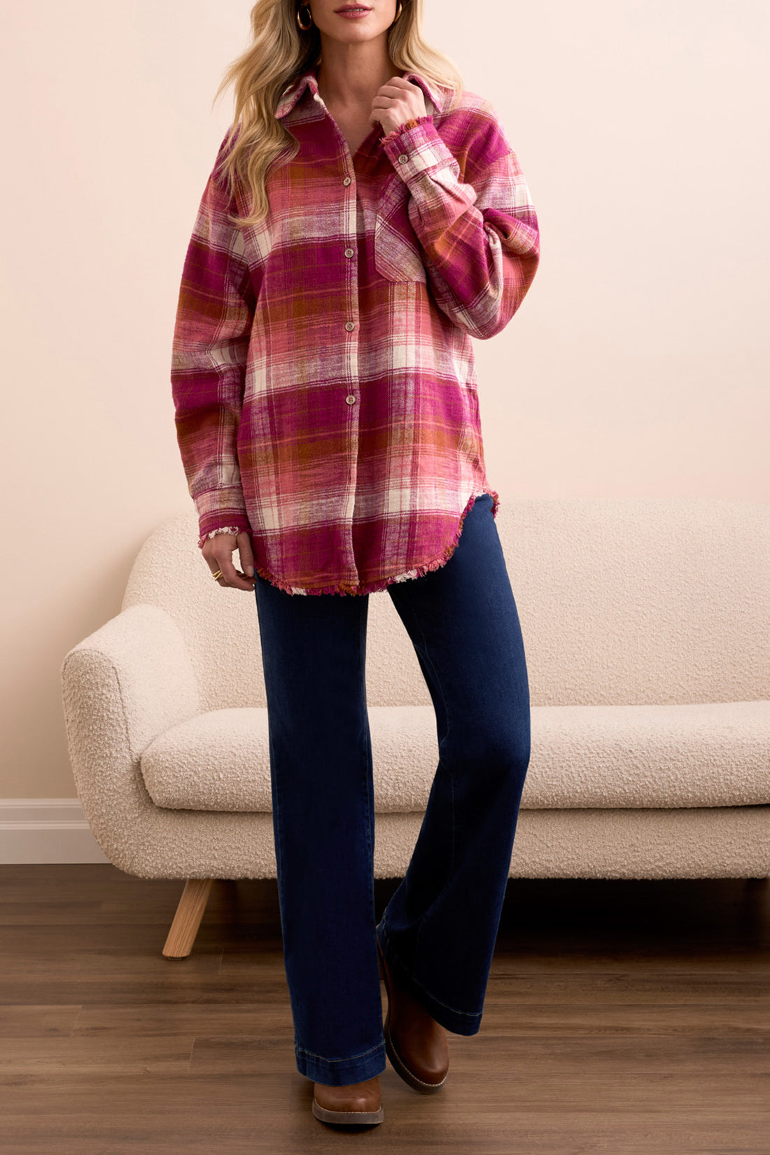 Tribal Monica Plaid Blouse - Plumwine