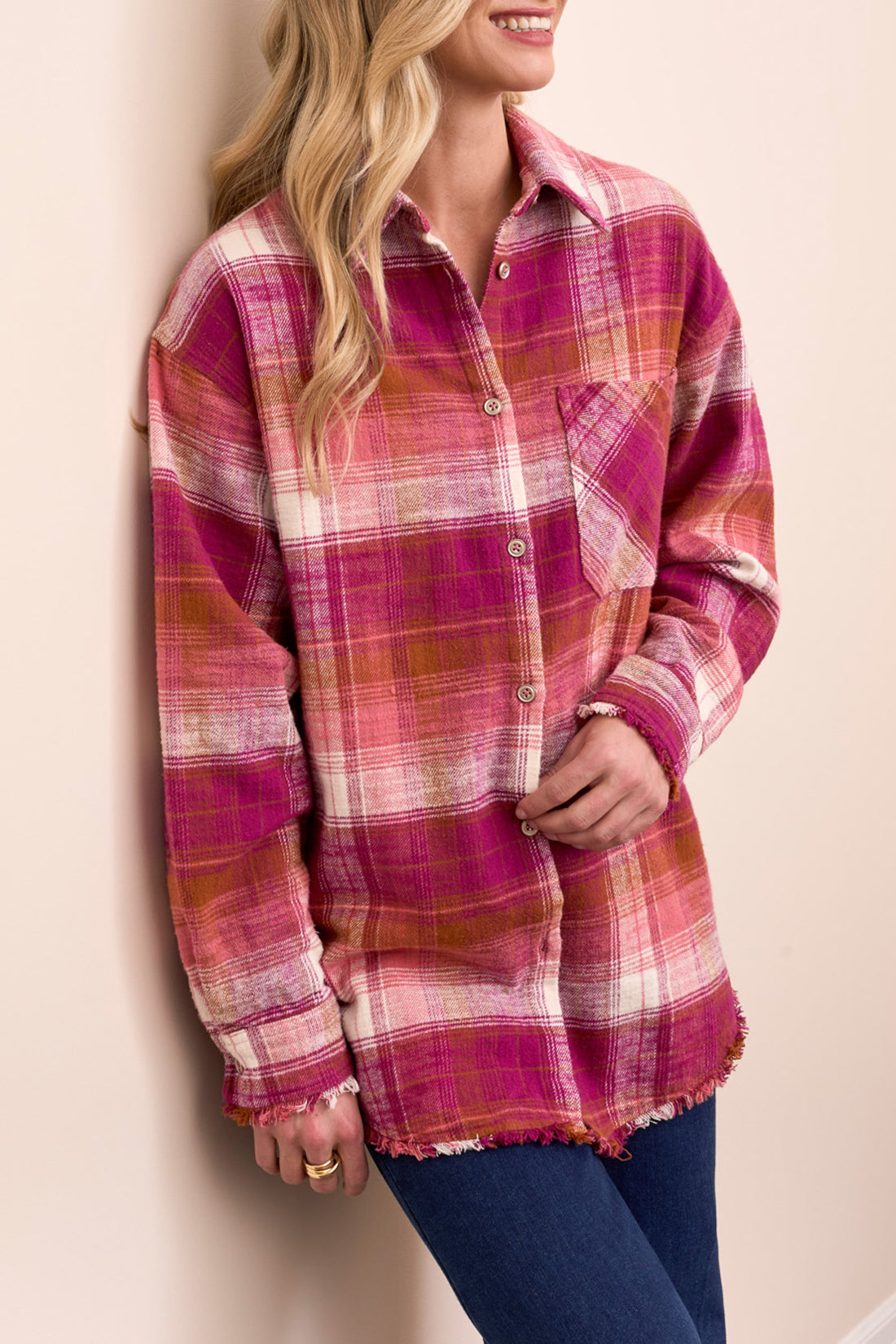 Tribal Monica Plaid Blouse - Plumwine