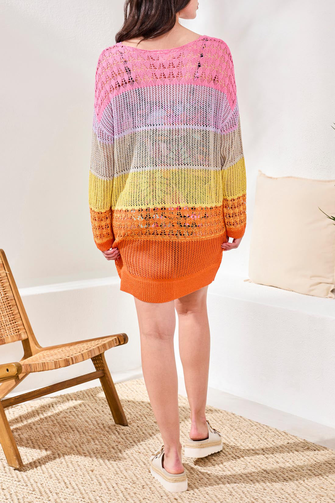 Tribal Multi Knit Cover Up Dress - Freesia