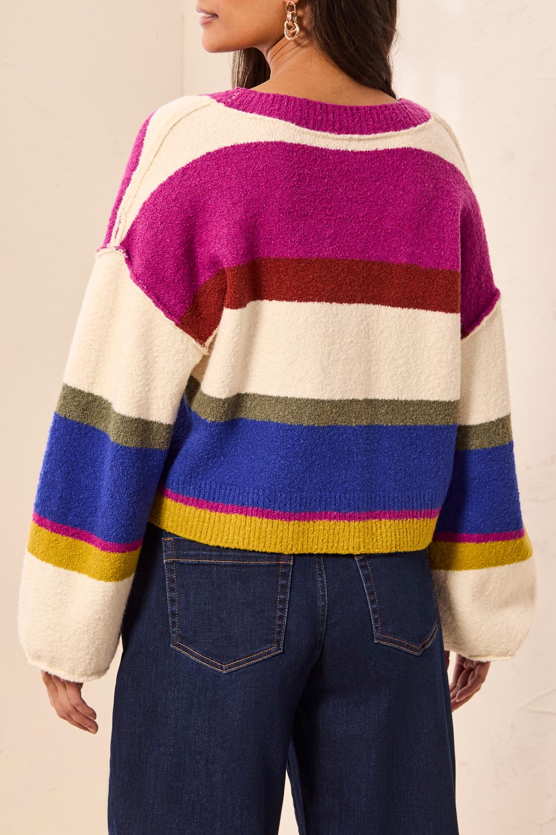 Tribal Multi Puff Sleeve Cardi - Cream