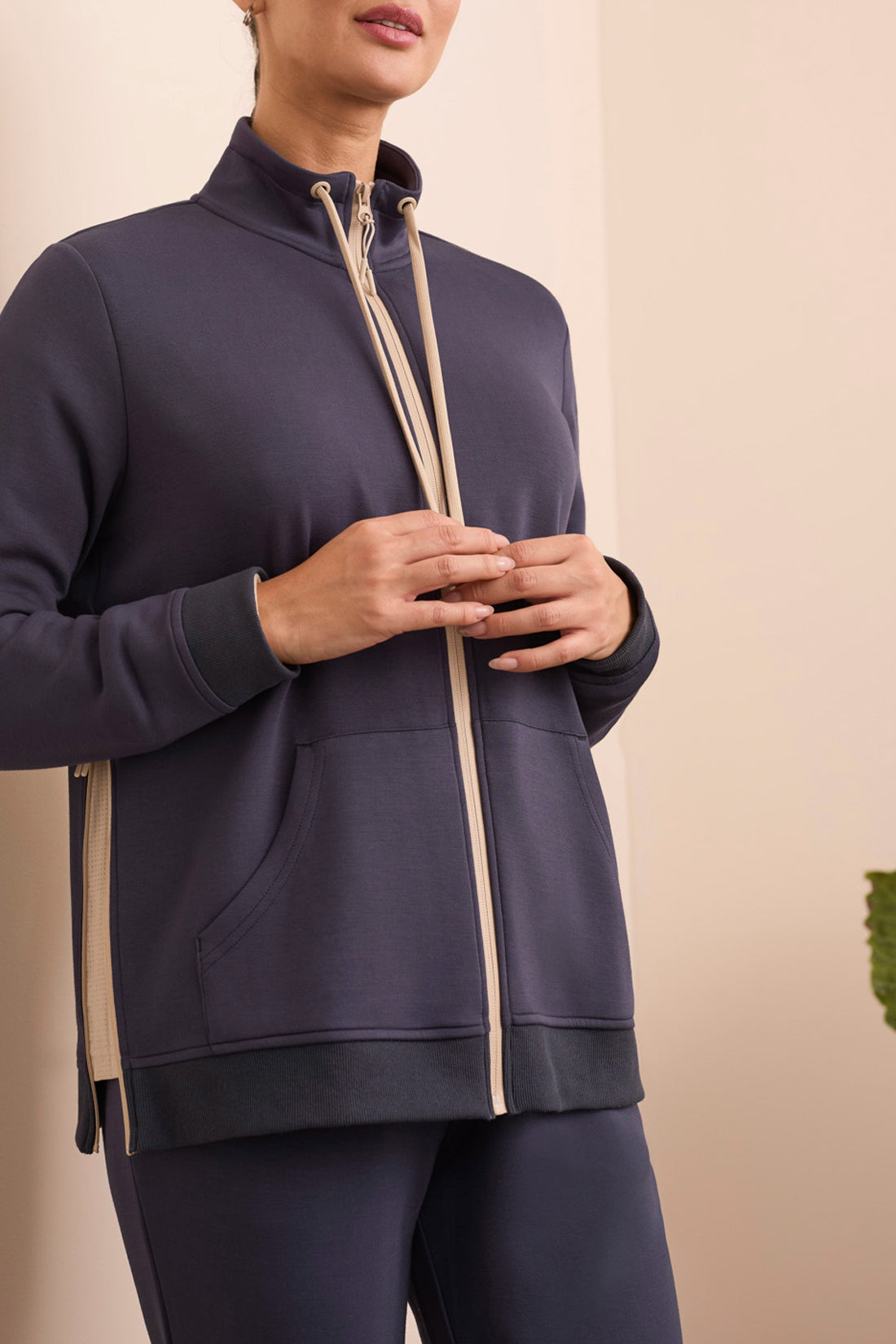 Tribal Nina Mock Neck Cardi - Sapphire