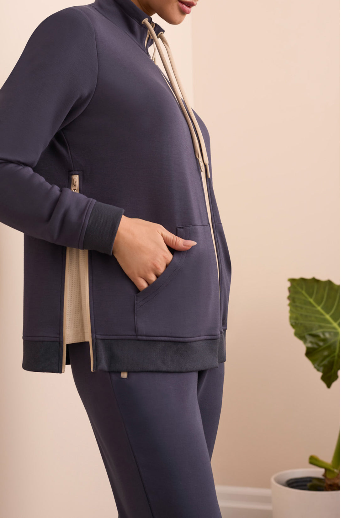 Tribal Nina Mock Neck Cardi - Sapphire