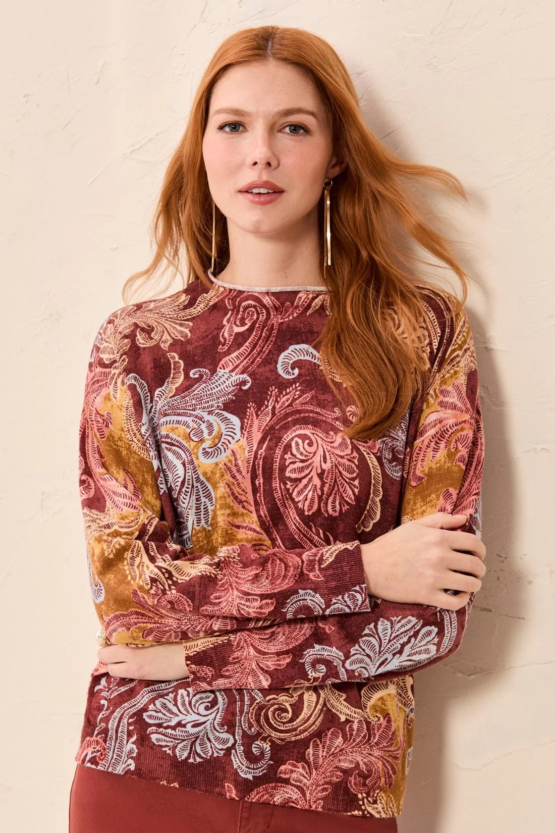 Tribal Paisley Pullover - Henna