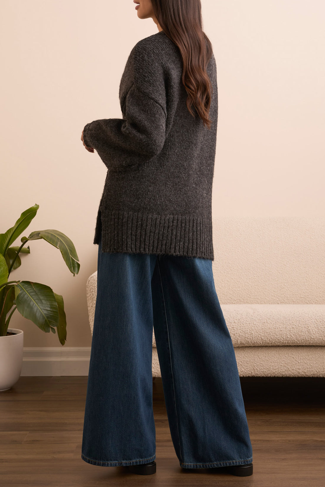 Tribal Penny Oversize Puff Sleeve Cardi - Black