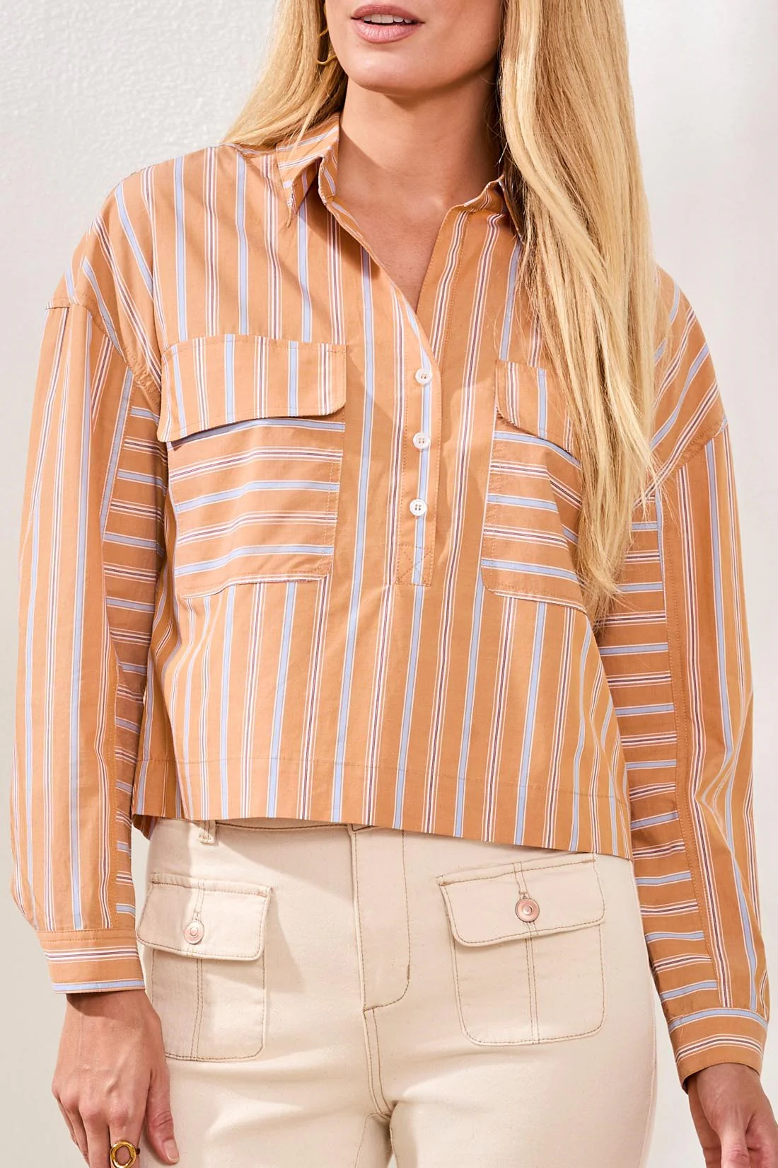 Tribal Popover Blouse - Sahara Beige