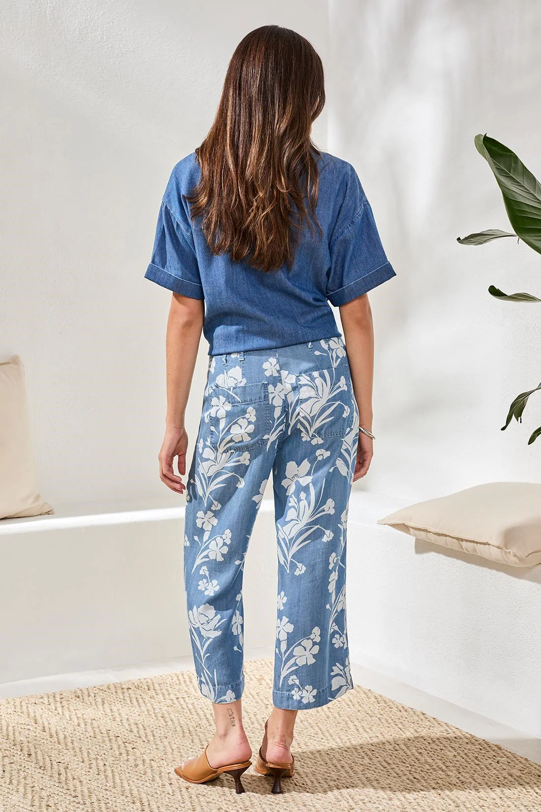 Tribal Print Wide Crop - Seaside Blue