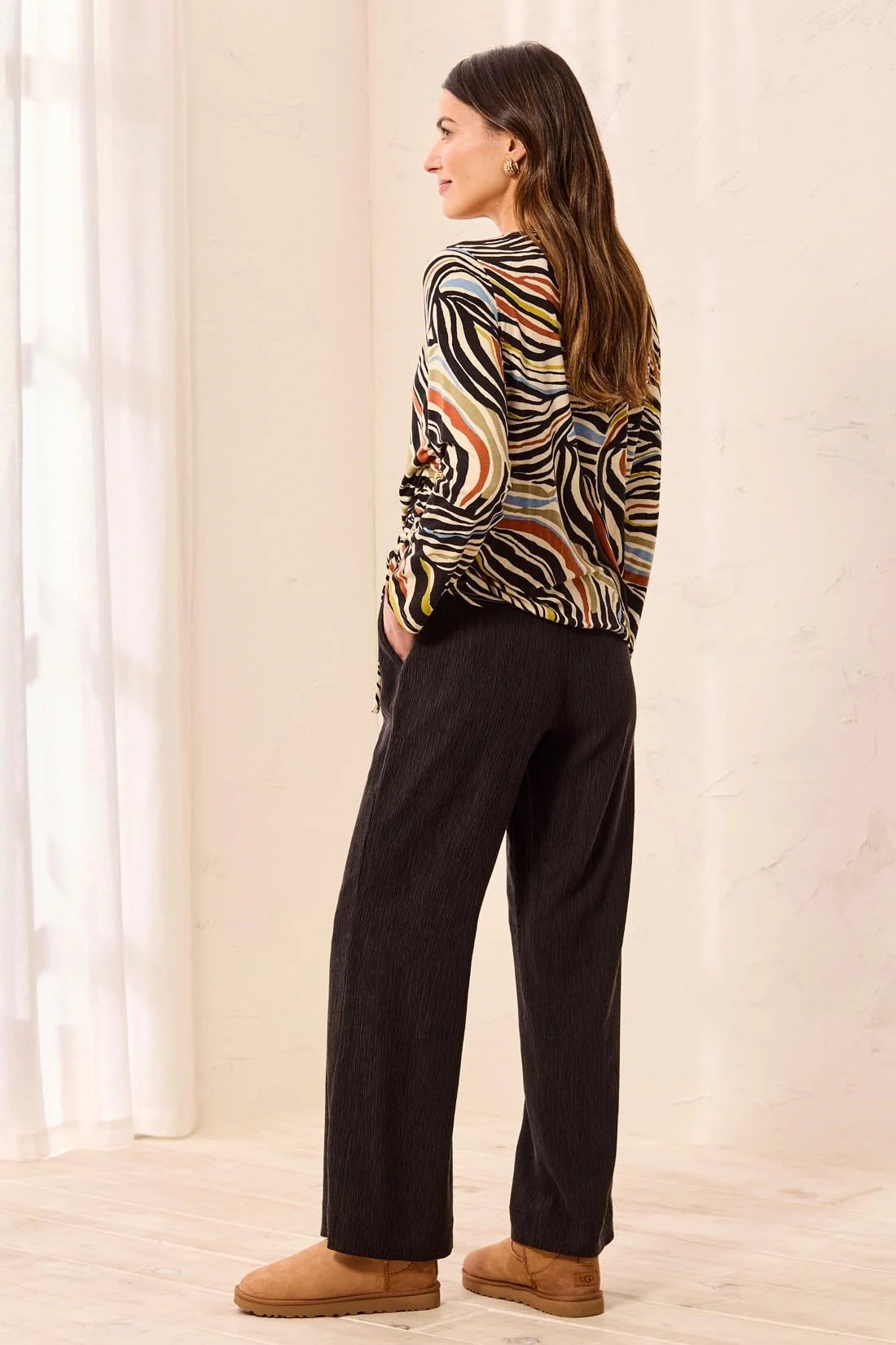 Tribal Pull On Crepe Pant - Black