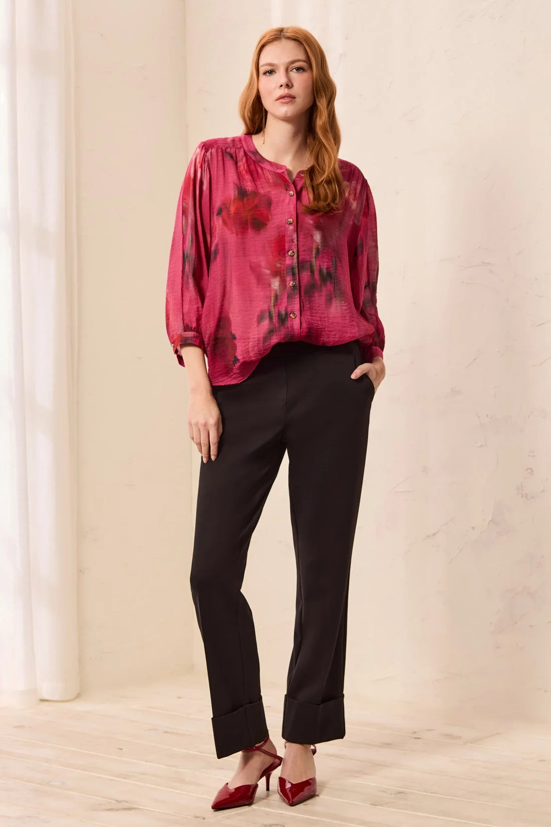 Tribal Pull On Cuffed Pant - Black