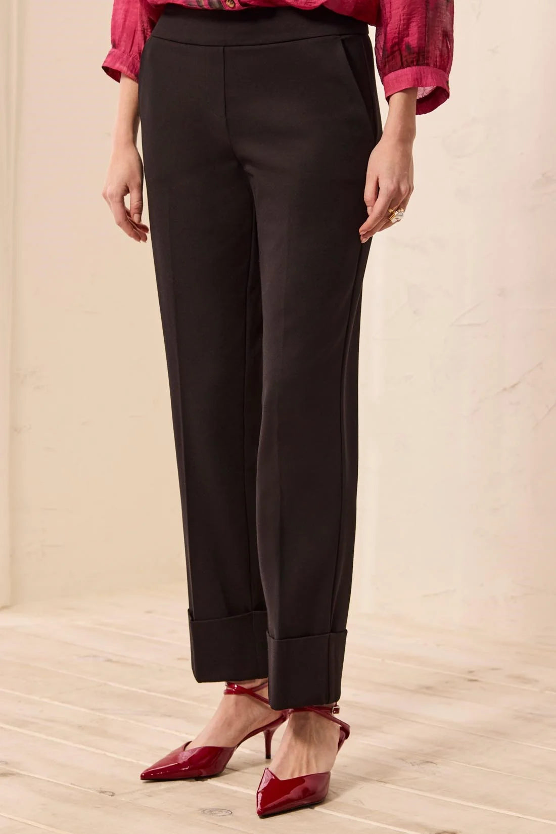 Tribal Pull On Cuffed Pant - Black