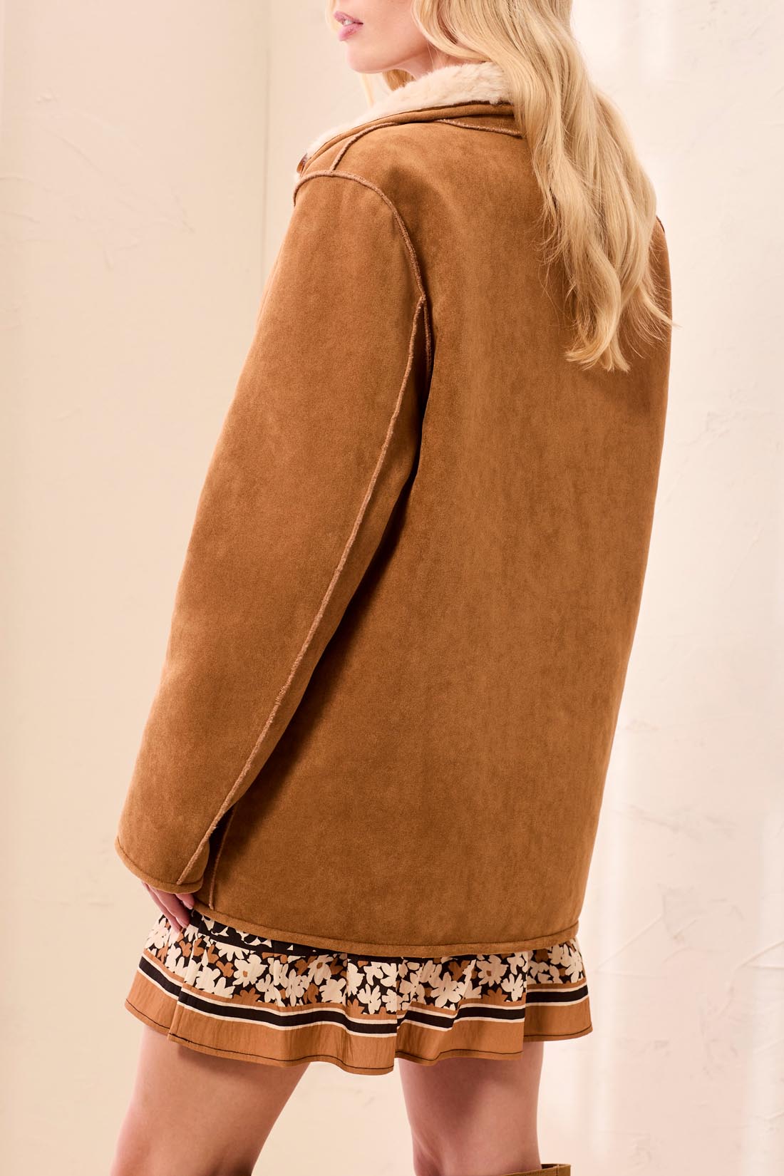 Tribal Reversible Sherpa Coat - Walnut