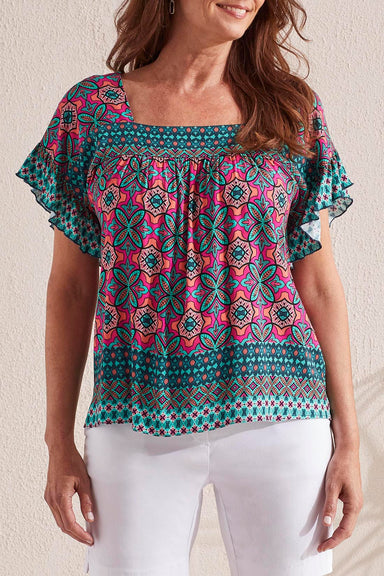 Tribal Ruffle Sleeve Blouse - Atlantic Clothing - Tops - Shirts - Blouses - Blouses Opening Price by Tribal | Grace the Boutique