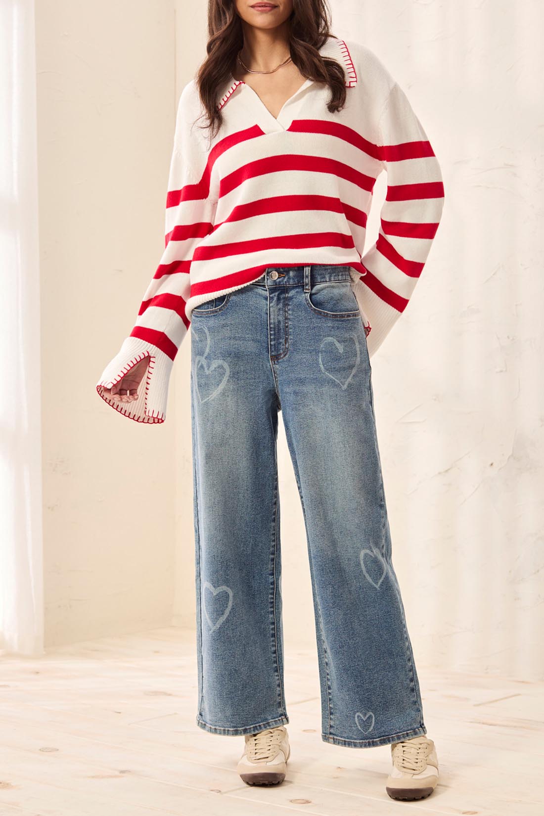 Tribal Sophia Curvy Printed Straight Ankle - Blue Heart