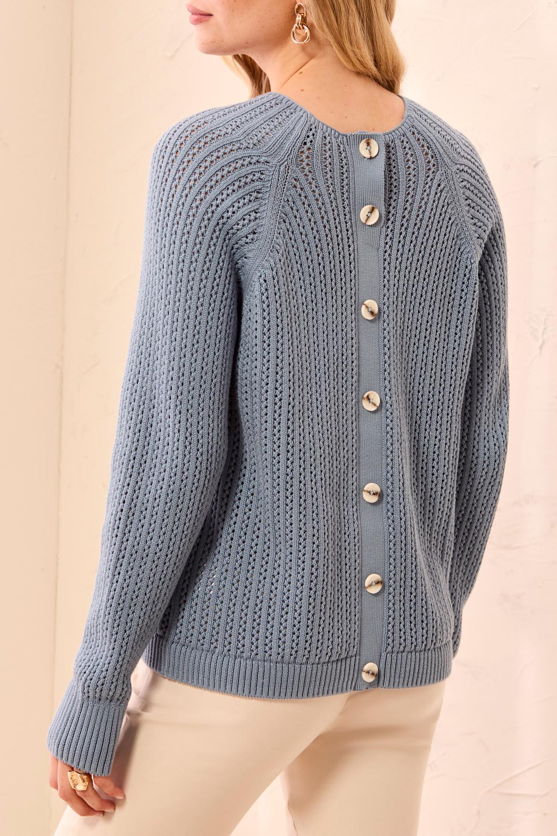 Tribal Sophie Buttonback Sweater - Blue Fog