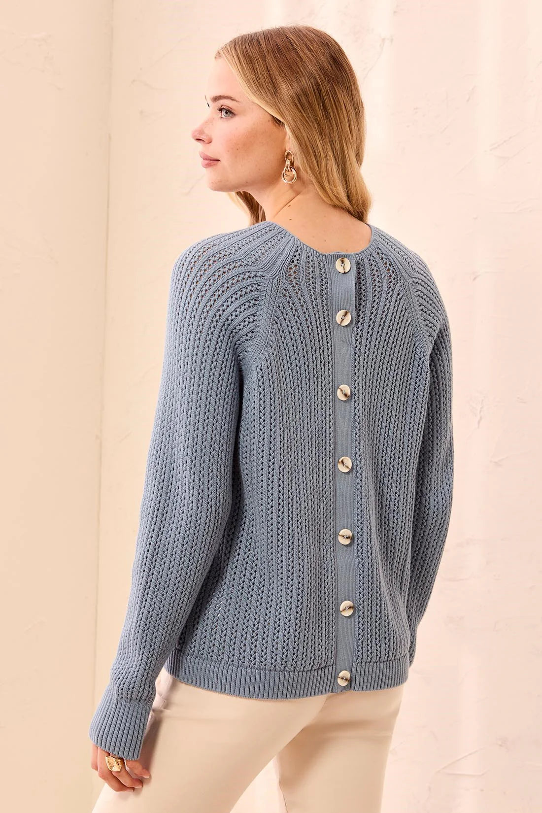 Tribal Sophie Buttonback Sweater - Blue Fog