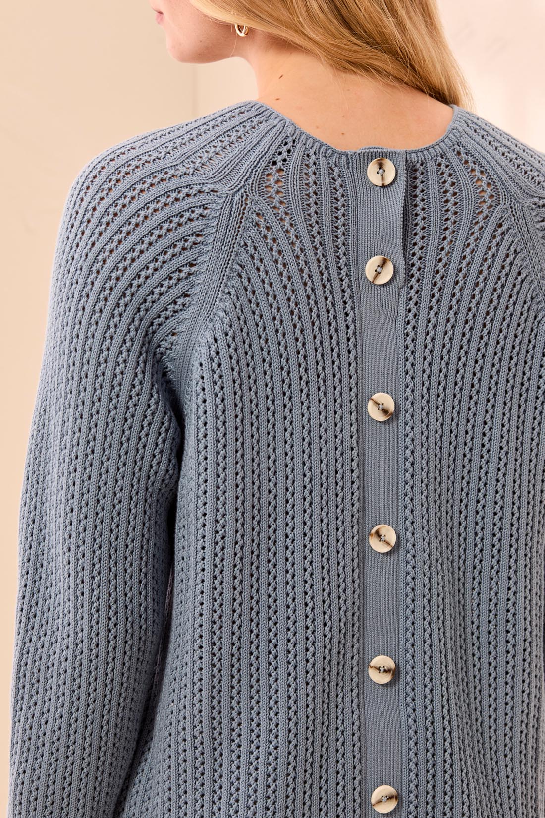 Tribal Sophie Buttonback Sweater - Blue Fog