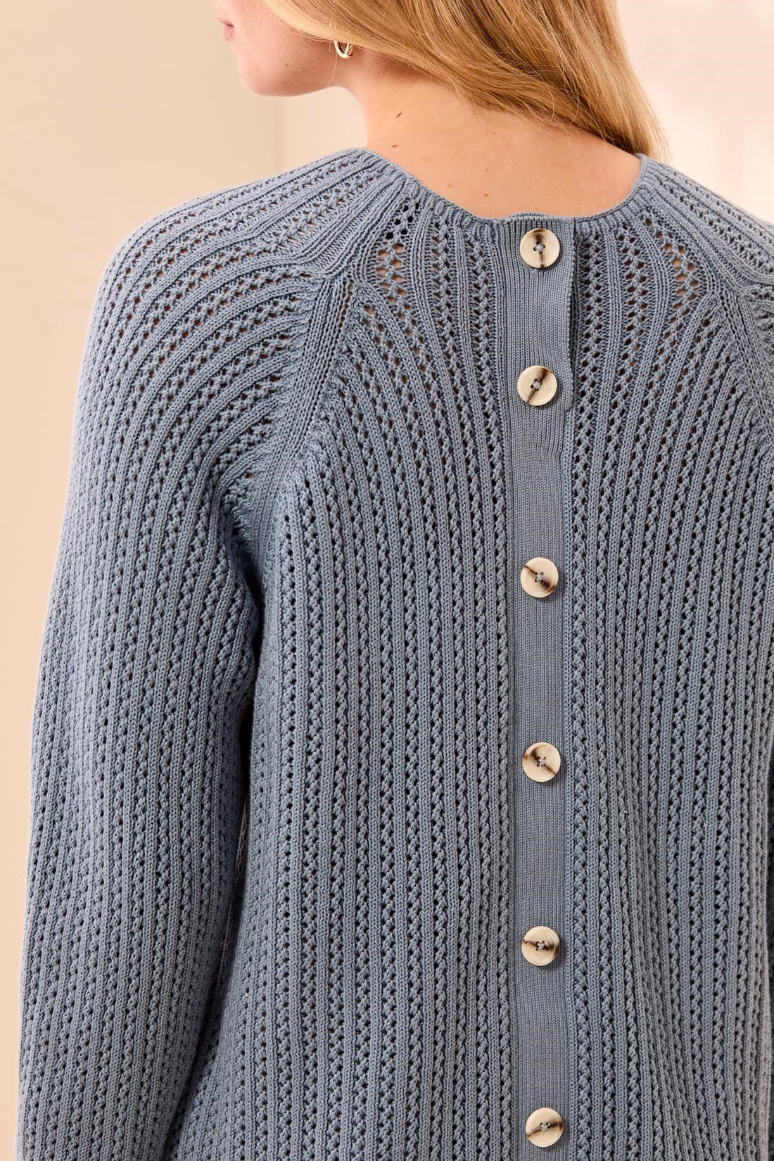 Tribal Sophie Buttonback Sweater - Blue Fog