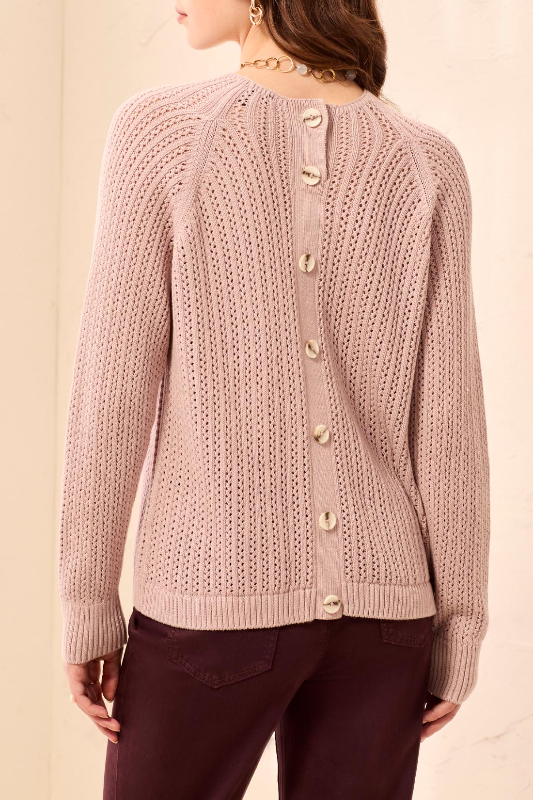 Tribal Sophie Buttonback Sweater - Violet Ice