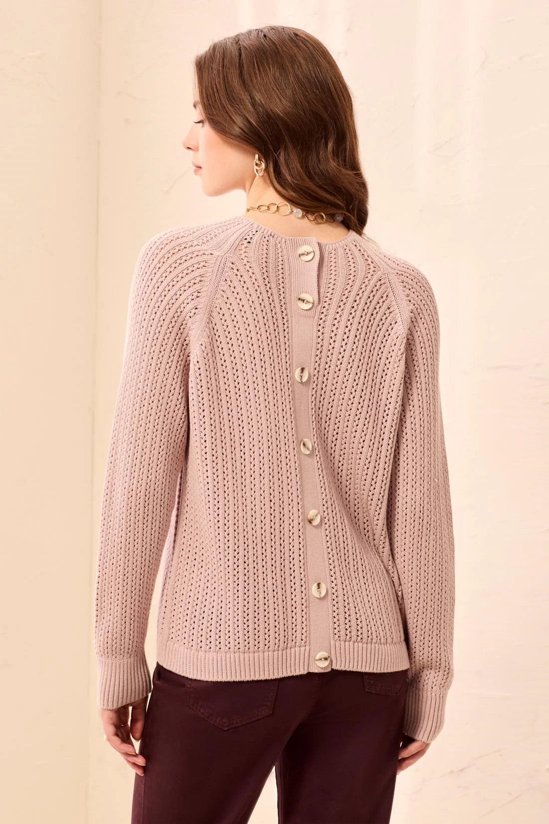 Tribal Sophie Buttonback Sweater - Violet Ice