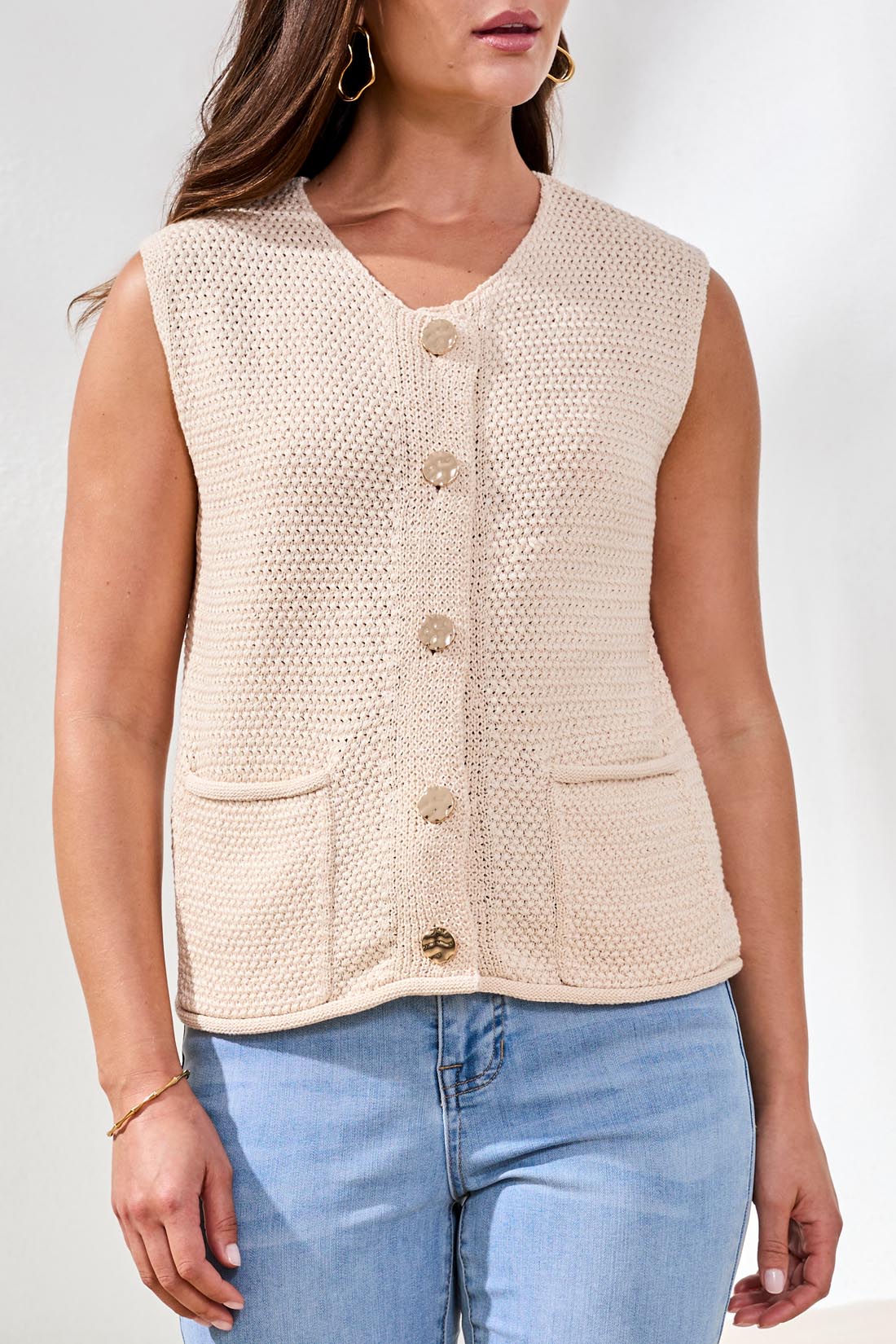 Tribal Sweater Vest - Coco Cream