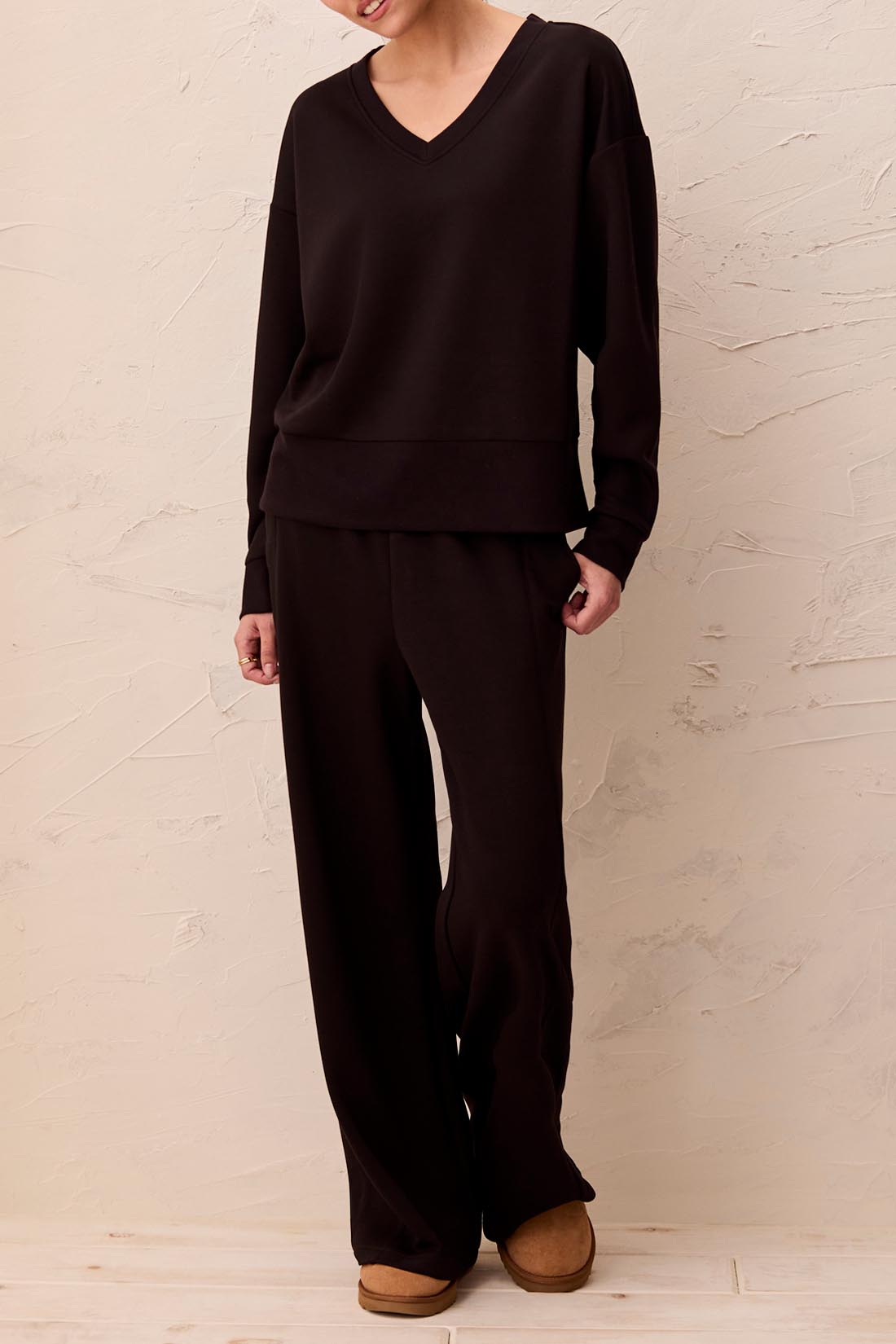 Tribal Techno Lux V Neck Top - Black
