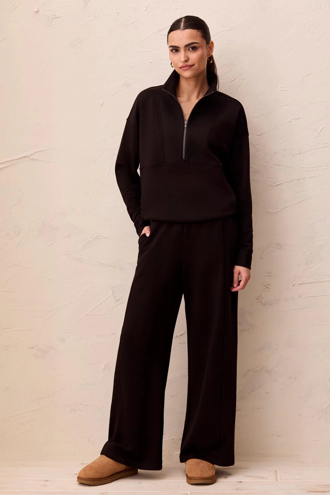 Tribal Techno Lux Wide Leg Pant - Black