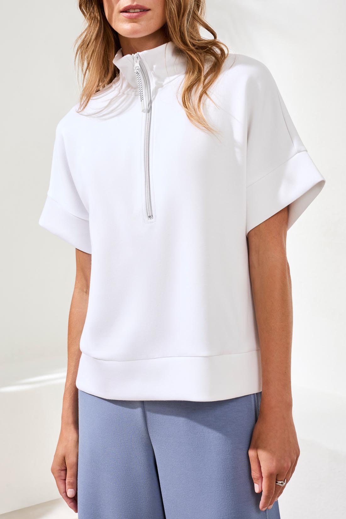 Tribal Technolux Short Sleeve 1/2 Zip - White