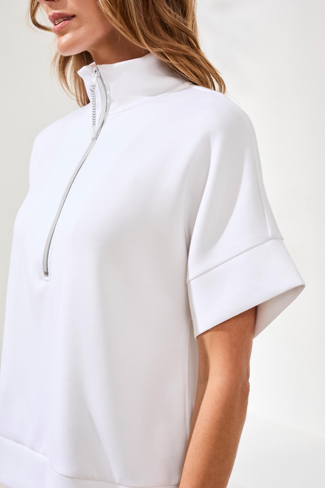 Tribal Technolux Short Sleeve 1/2 Zip - White