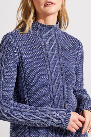 Tribal Tenley Funnel Neck Sweater - Dark Blue Clothing - Tops - Sweaters - Pullovers by Tribal | Grace the Boutique