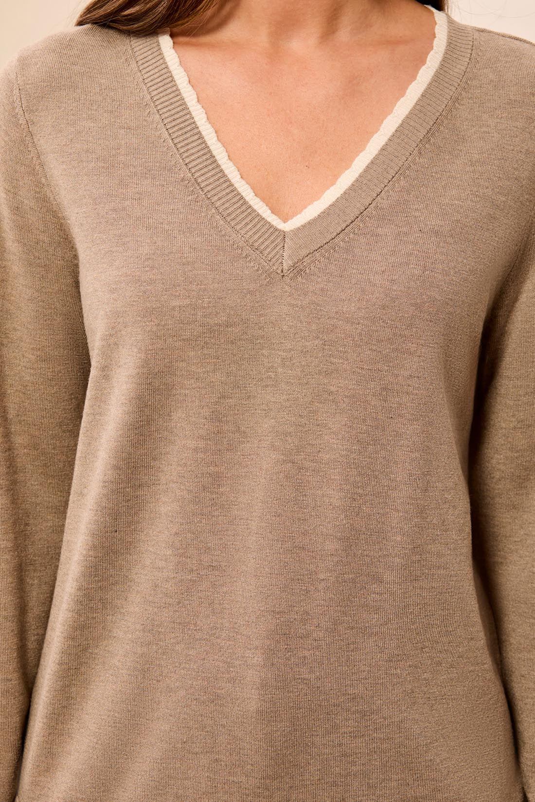 Tribal Tess V Neck Sweater - Fossil