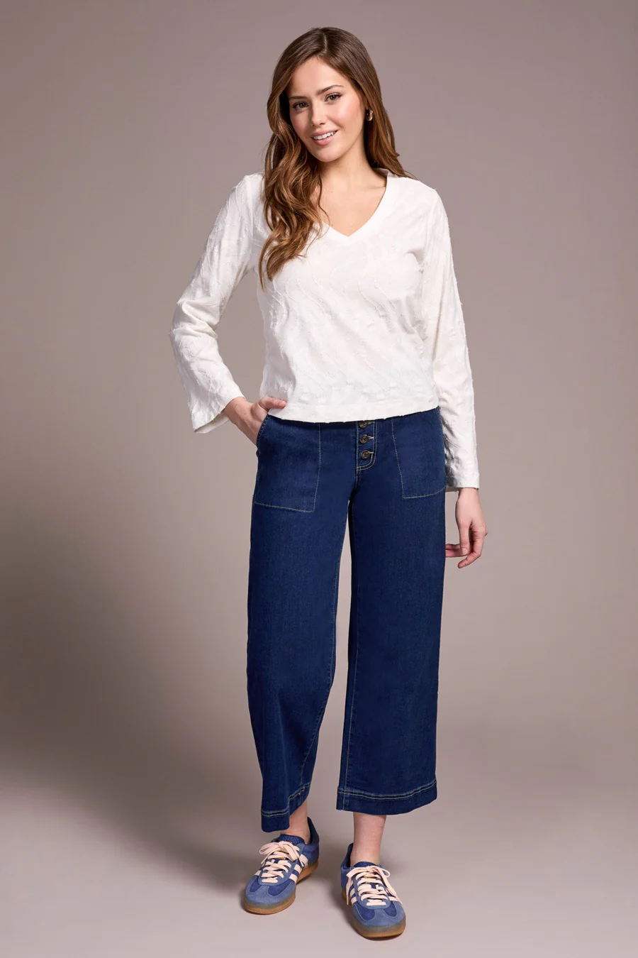 Tribal Tessa V-Neck - Cream