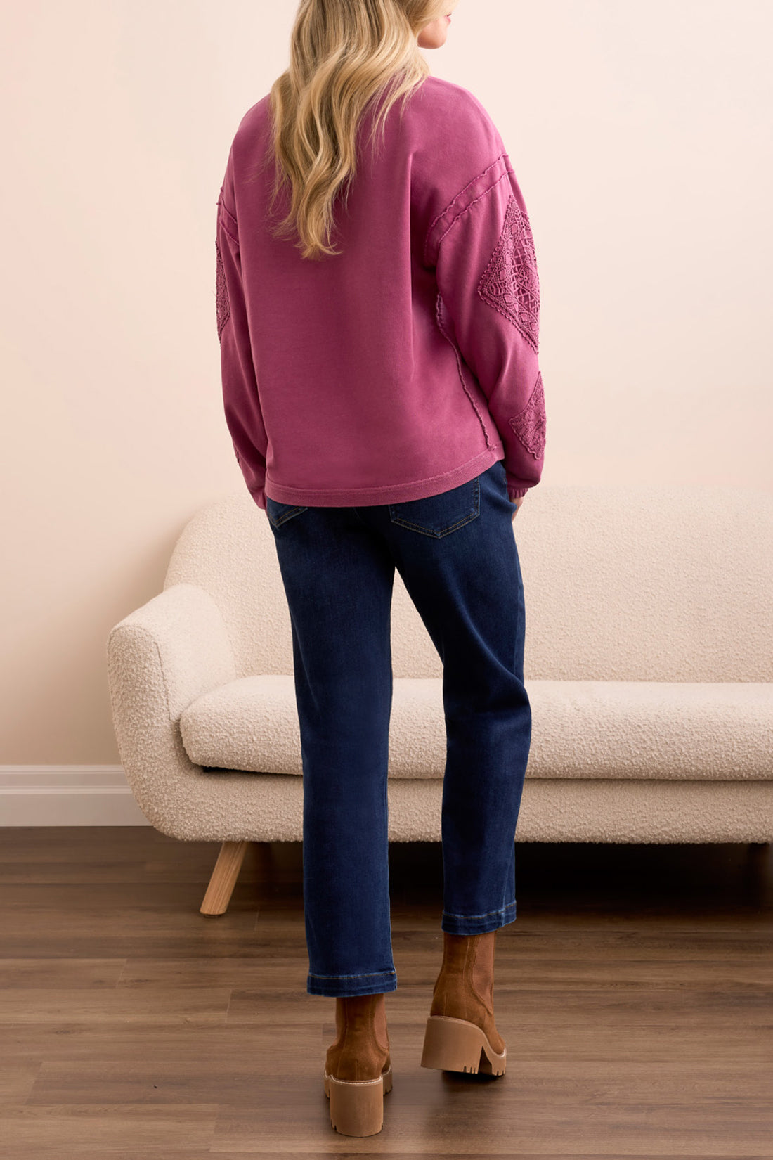 Tribal Thea Applique Crew - Roseberry