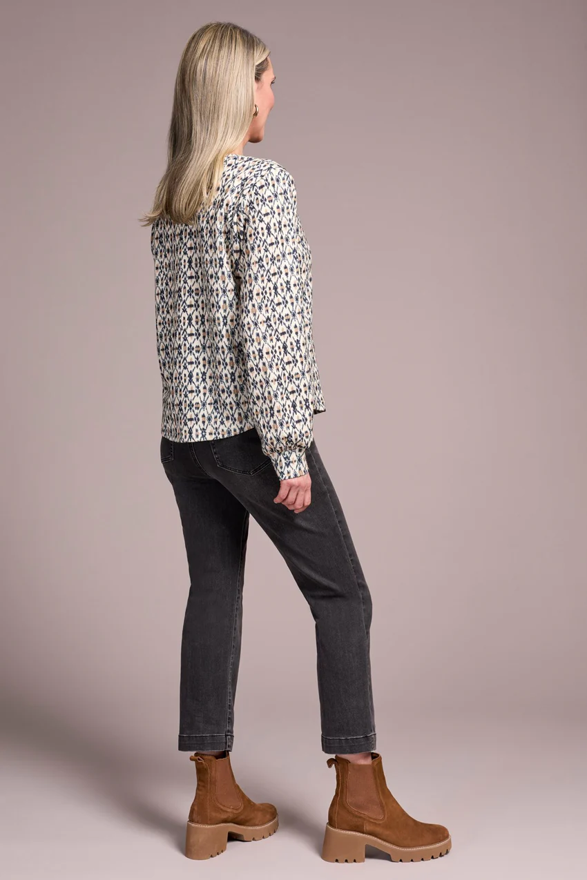 Tribal Vera Crew Neck Top - Ice Latte