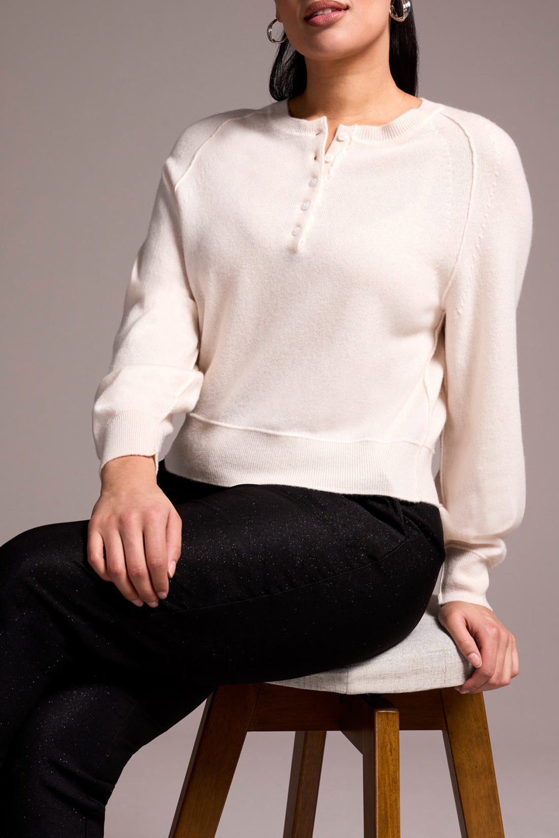 Tribal Veronica Cashmere Henley - Moonstone