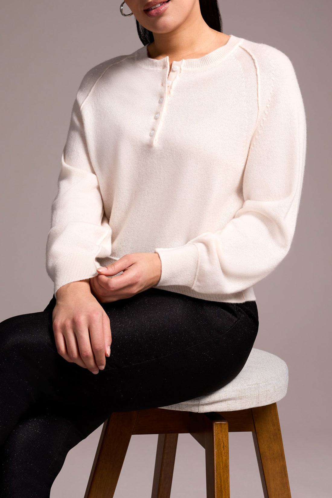 Tribal Veronica Cashmere Henley - Moonstone