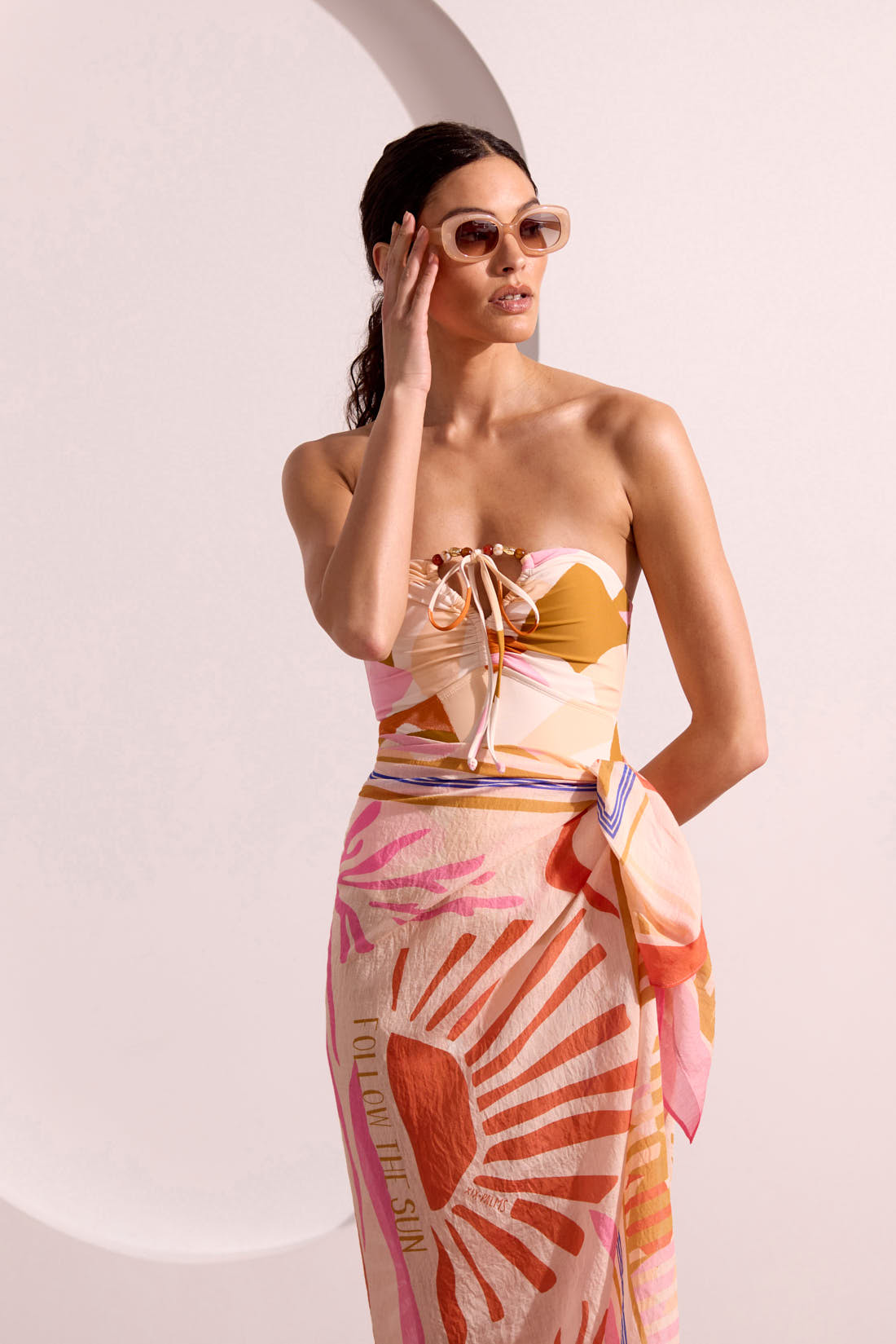 Tribal XIX Palms Halter Ruched One Piece - Boca Chica