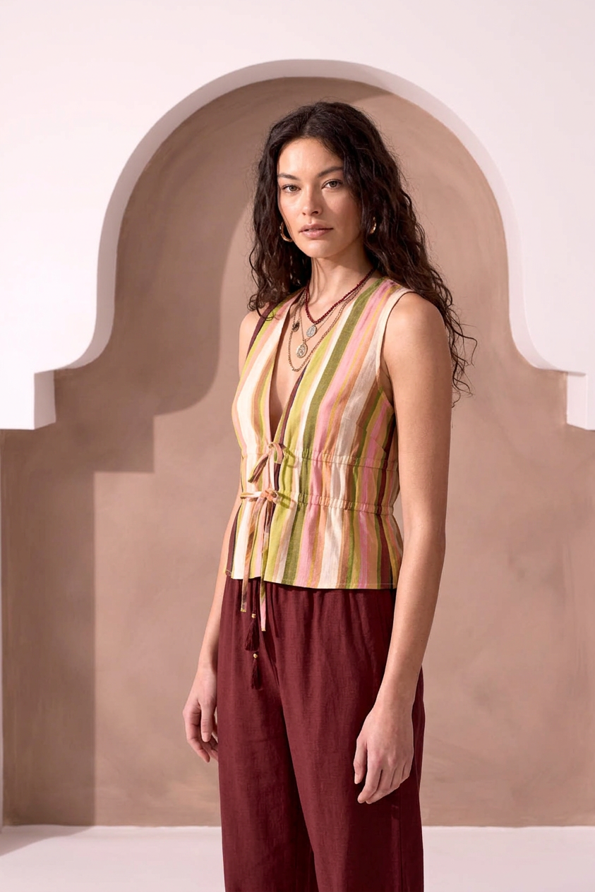 Tribal XIX Palms Sleeveless Blouse - Cabana