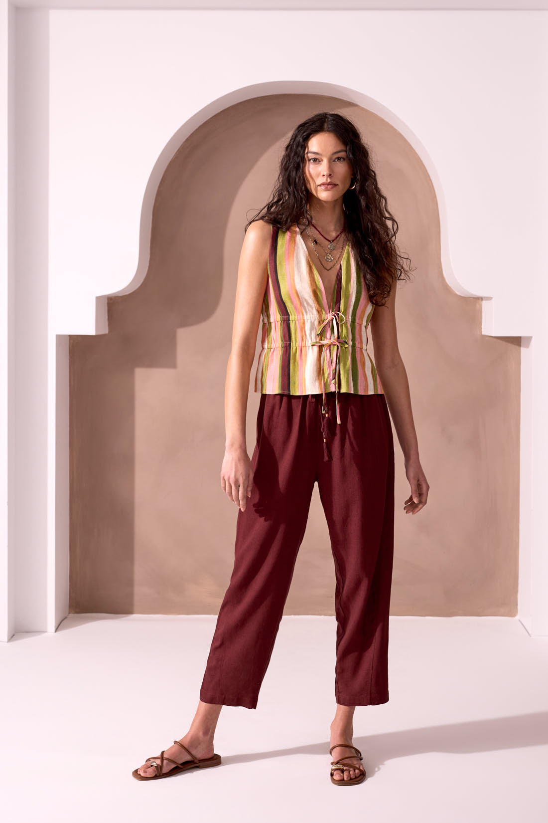 Tribal XIX Palms Sleeveless Blouse - Cabana