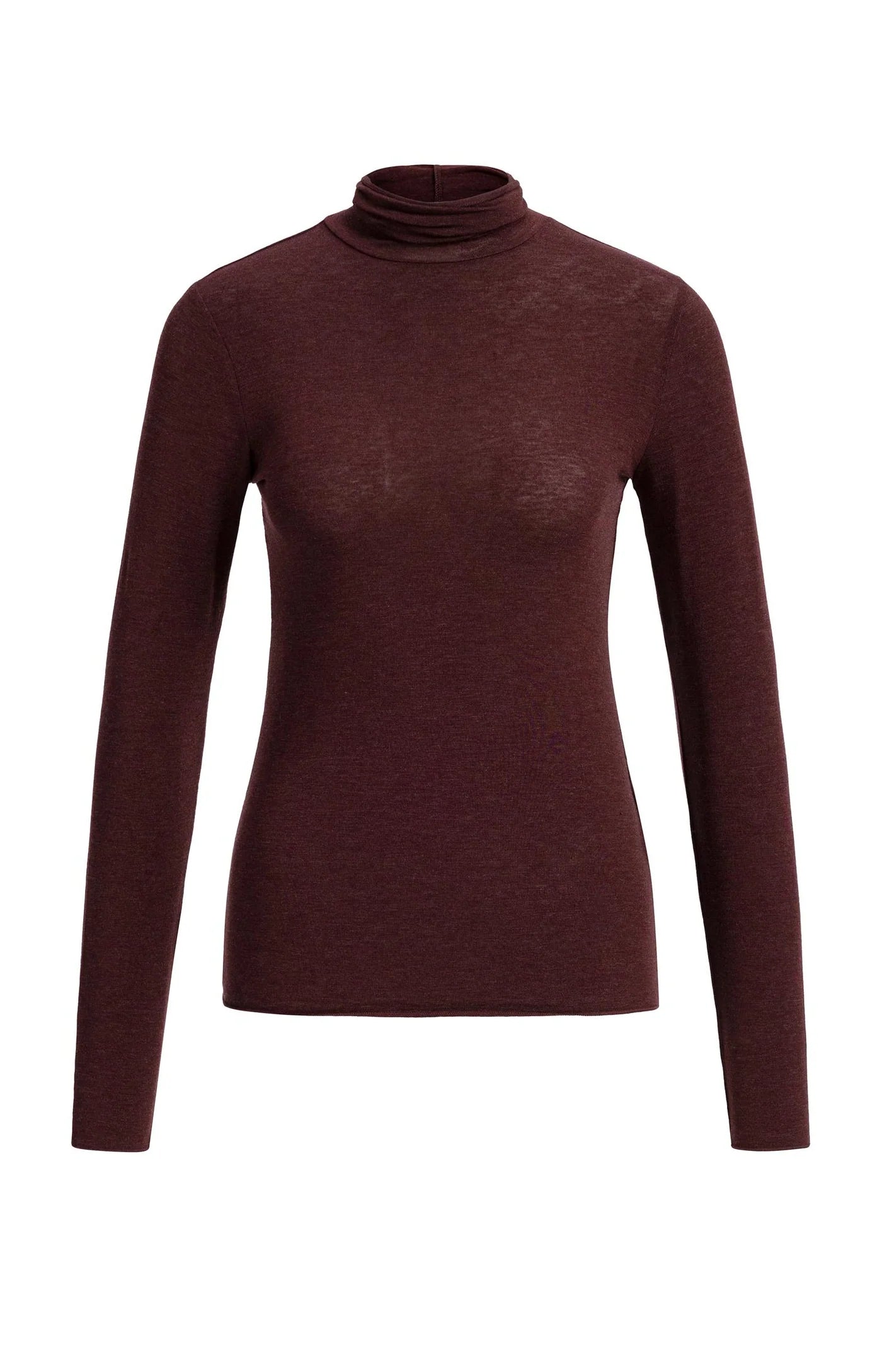 Yaya Thin Turtleneck - Bitter Chocolate Red