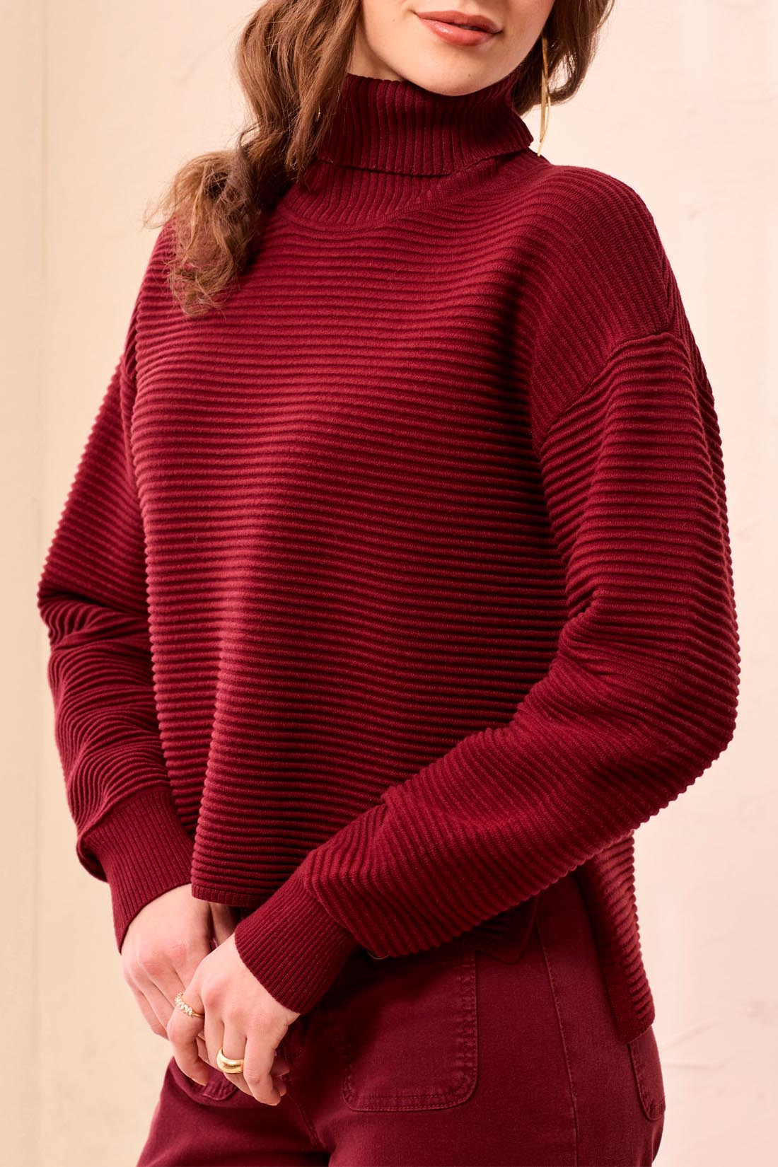 Tribal Aria Turtleneck - Cherry Lacquer