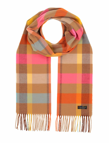 V. Fraas Cashmink Check Plaid - 180 Camel Accessories - Other Accessories - Hats & Scarves by V. Fraas | Grace the Boutique