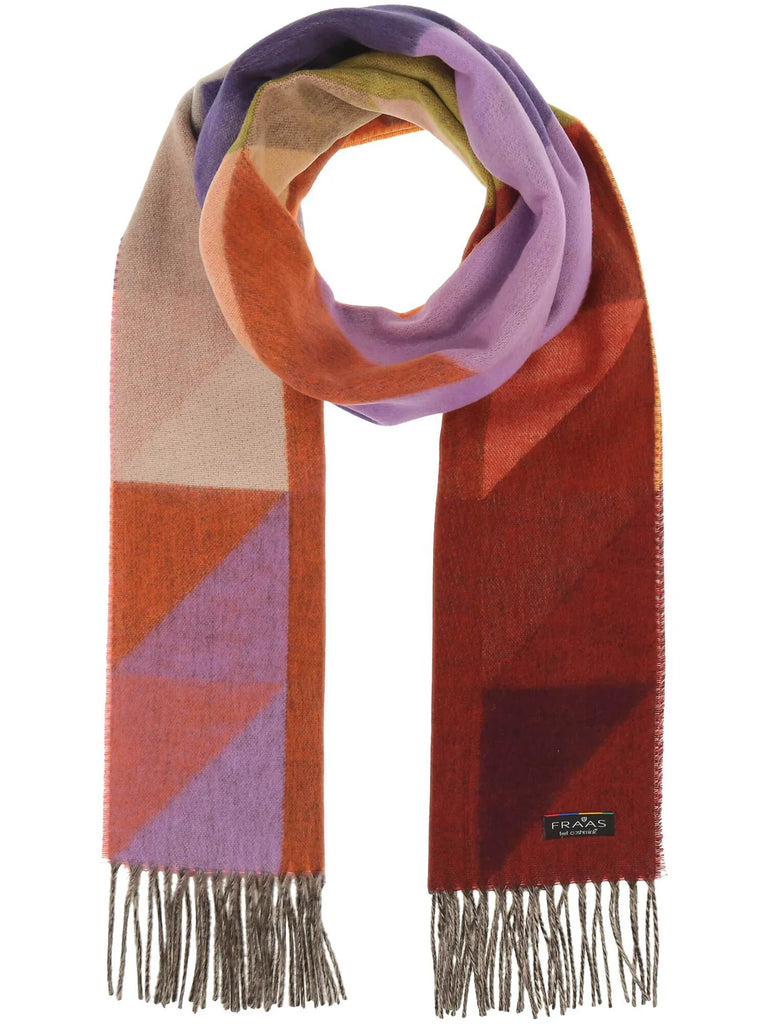 V. Fraas Cashmink Geo Colourblock Scarf - Spice
